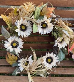 Fall door sunflower wreath