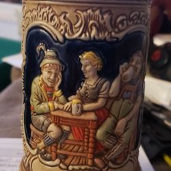 Vintage Ceramarte Made German Beer Stein Mug Pub Scene - Made in Brazil - NEW