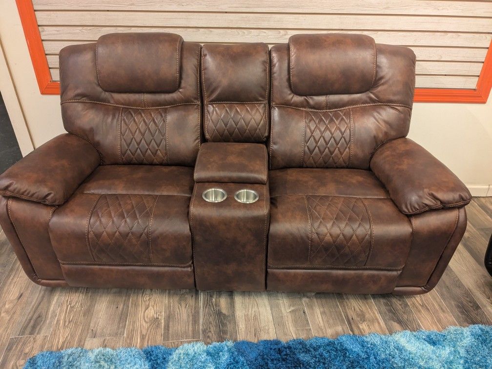 Brown Leather Reclining Loveseat! $599!