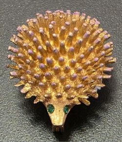 Vintage Gold-Tone Hedgehog Brooch