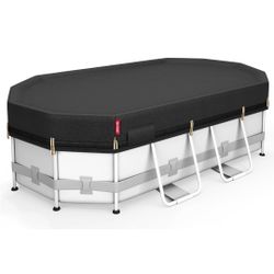 QH.HOME 10x16.5ft Oval Pool Cover-Tightener Design