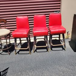 Vintage Red Bar Stools 3 