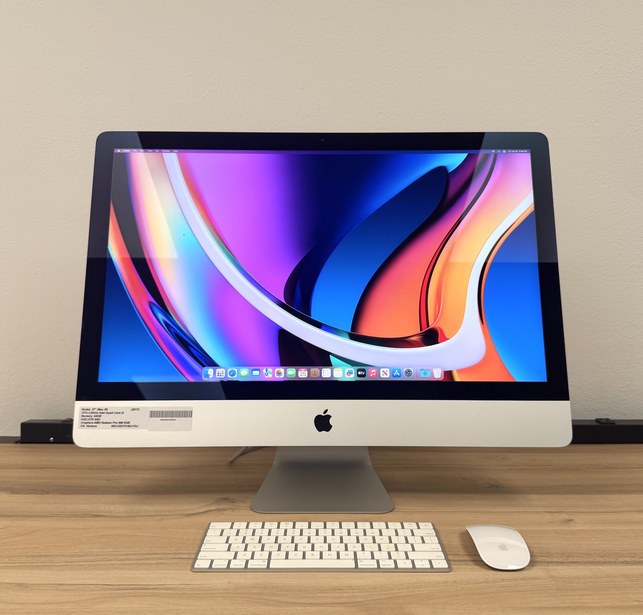 iMac 27 Inch 5K 64GB RAM*2TB SSD*3.8Ghz Intel Quad Core i5