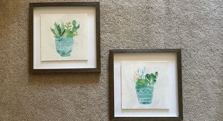 Framed Watercolor Succulent Prints | 10” x 10” | MOVING SALE - More Items Available in Profile