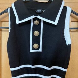 SHEIN Preppy Black Knit Sleeveless Top