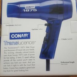 NEW. Hair Dryer. Conair Translucence 077B. 1875w