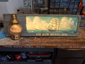 Vintage  1960s  Beer Advertising Sign with Lantern Heidelberg Nautical