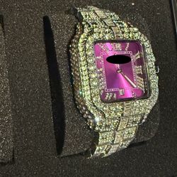 VS Mossianite Roman Purple Dial With Silver Casing And Papers and Box