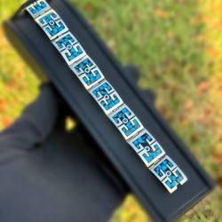 Jewelry 925 sterling silver 7.25”  Turquoise 16.45mm bracelet 55.70g