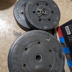 Plastic Weights And Barbell