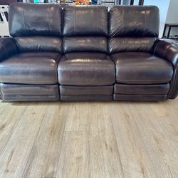 Leather Sofa with Power Recliner, Power Headrest & USB