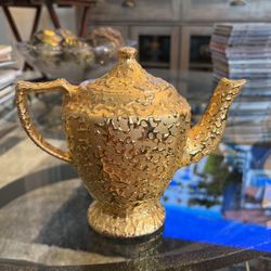 Vintage Weeping Bright Gold Coffee Pot