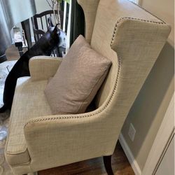 Beige Wingback Soft Chairs