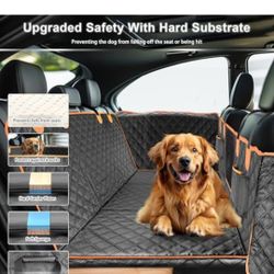 Dog Car Seat Cover for Back Seat, Hard Bottom Car Seat Cover for Dogs with Door Protectors for Traveling and Camping with Pets, Dog Car Seat Waterproo