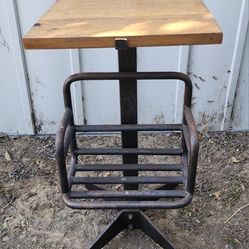 Antique VTG Iron With Wood Top Side Desk Table 30.75x16x16"
