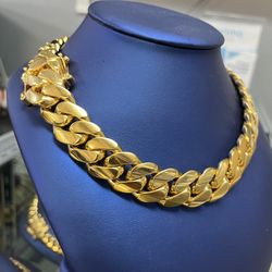 20MM ‼️MIAMI CUBAN LINK CHAIN 18” 🥇 GOLD OVER SILVER