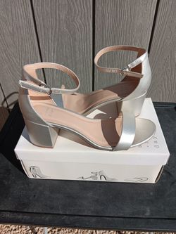 A New Day- size 8W silver metallic platform heels/sandals