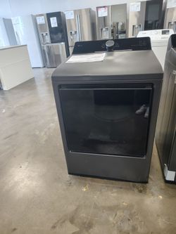 LG 7.3 cu ft Vented Smart Gas Dryer in Matte Black with Easy load Door and Sensor Dry Technology