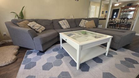 Living Spaces Fulton Sectional with Cuddler & Custom Chaise
