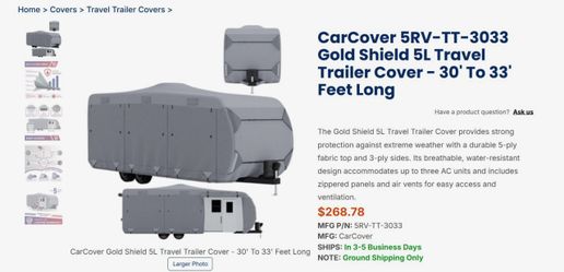 Travel Trailer Cover Brand New 30-33 Feet