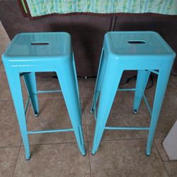 Blue Metal Stools 