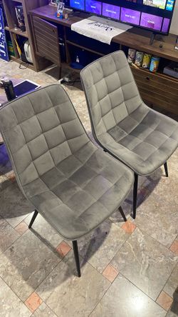 2 Grey Suede Chairs