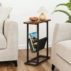 End Side Table Narrow Slim Sofa Table Supports 50 LBs for Bedroom Living Room