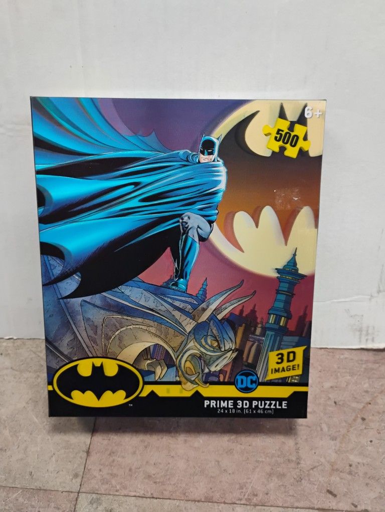 The 500-piece DC Prime 3D Puzzle featuring Batman offers a dynamic visual experience with its lenticular or 3D effects