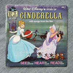 Vintage Collectible Cinderella Book With Record