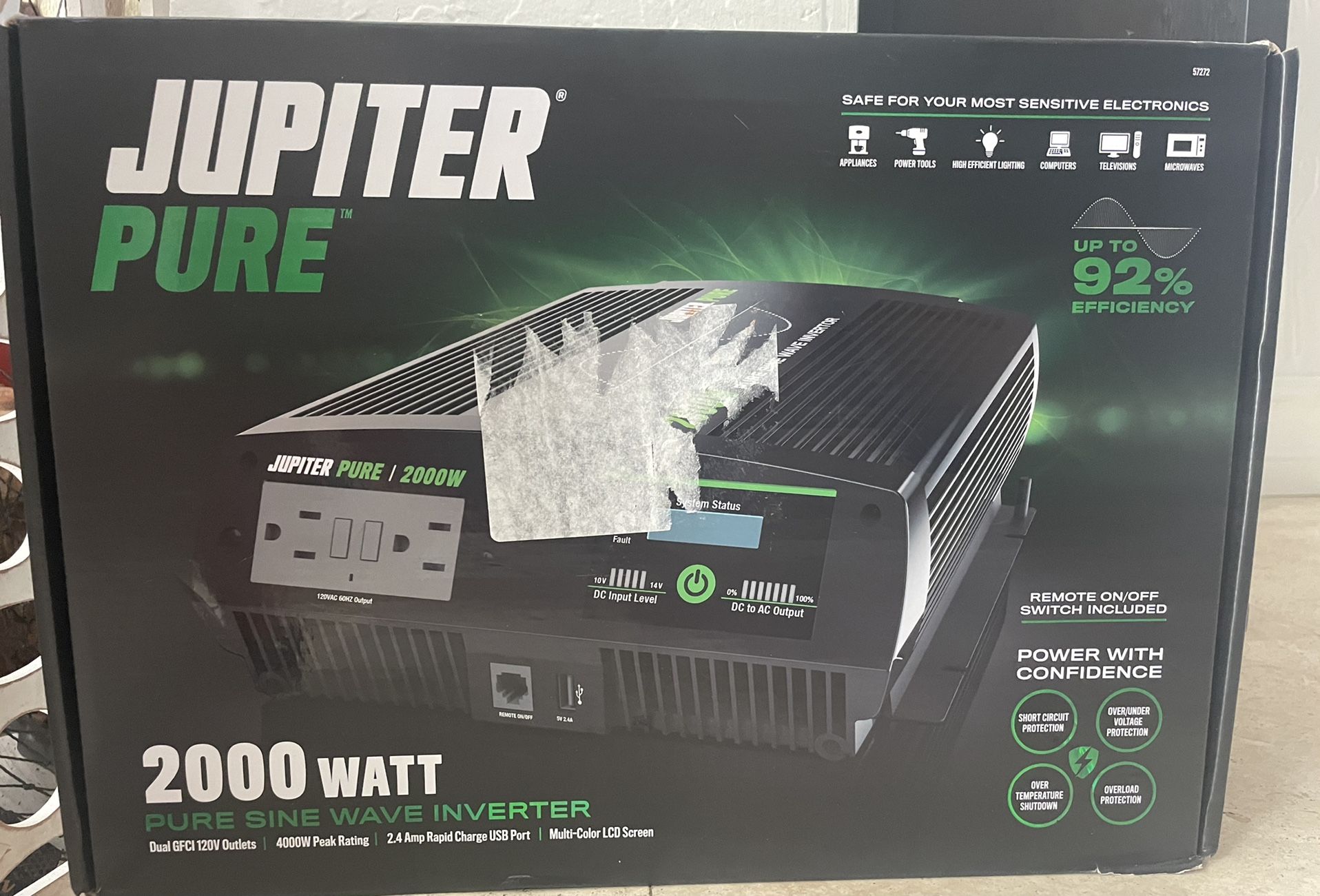 95 % NEUF 2000 W pur onduleur de puissance sinusoïdale 12 V DC à 120 V
