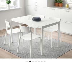 Table and 4 chairs, white/white, 49 1/4 "