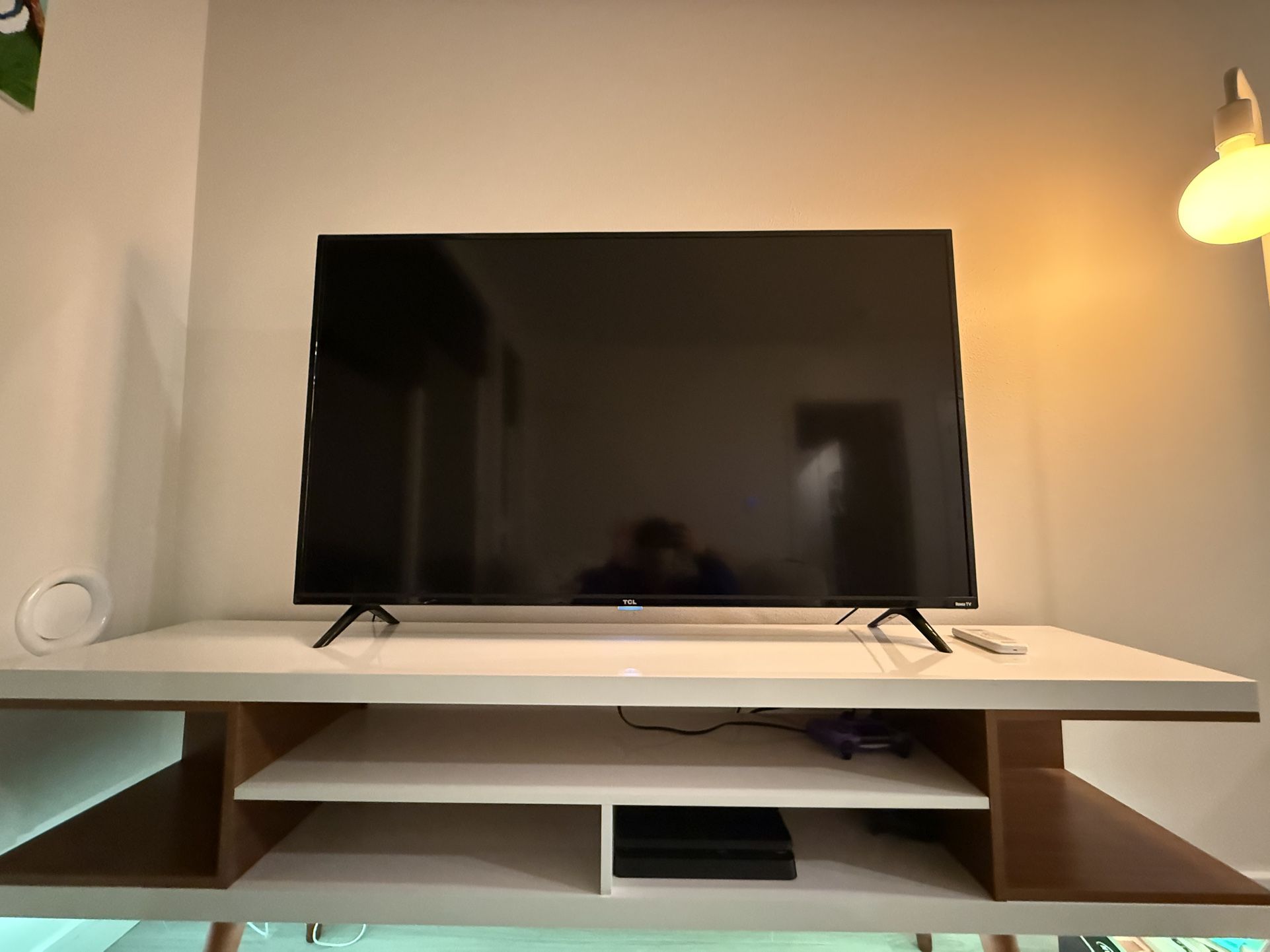 Modern White TV Stand w/ LED mood light