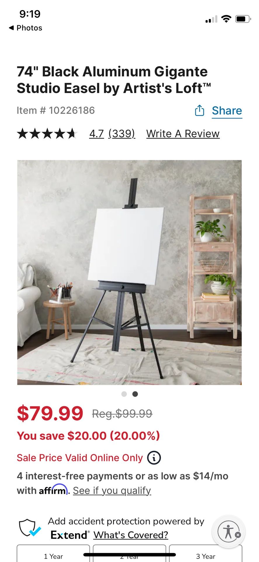 Black Aluminum Gigante Studio Easel