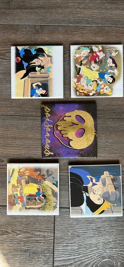 Brand New Handmade Set Of Four Ceramic Coasters Disney's Snow White