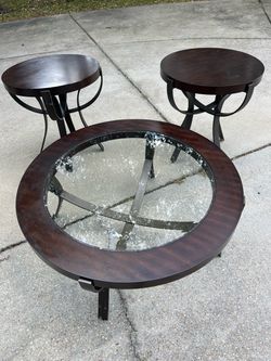 Klaussner 3-Piece Round Coffee Table & End Table Set