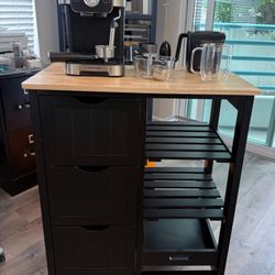 Rolling Bar Cart / Kitchen Island – Like New & Fully Assembled!