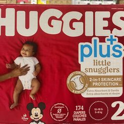 Huggies Plus Little Snugglers 174ct Baby Diapers Size 2