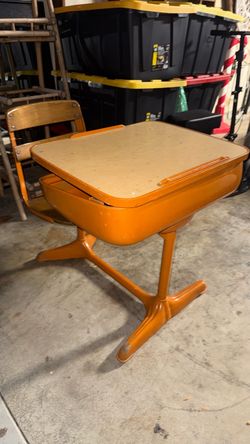 Vintage orange school desk