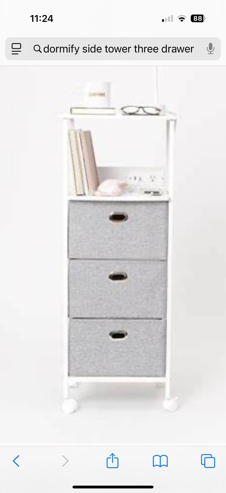Dormify Rolling Storage Nightstand for Dorm