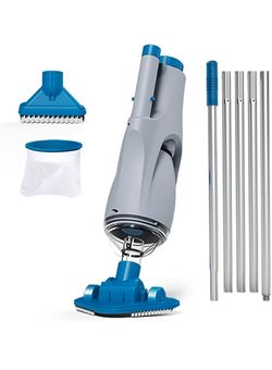 KOKIDO Cordless Handheld Pool Spa Jacuzzi Vacuum, with 6ft Pole and 2 Vac Brush Heads, charger included