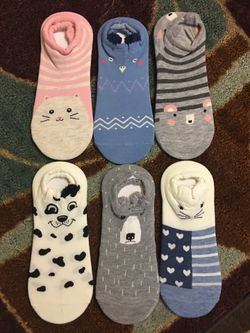 Women cute low cut mixed cotton socks (6 pairs)