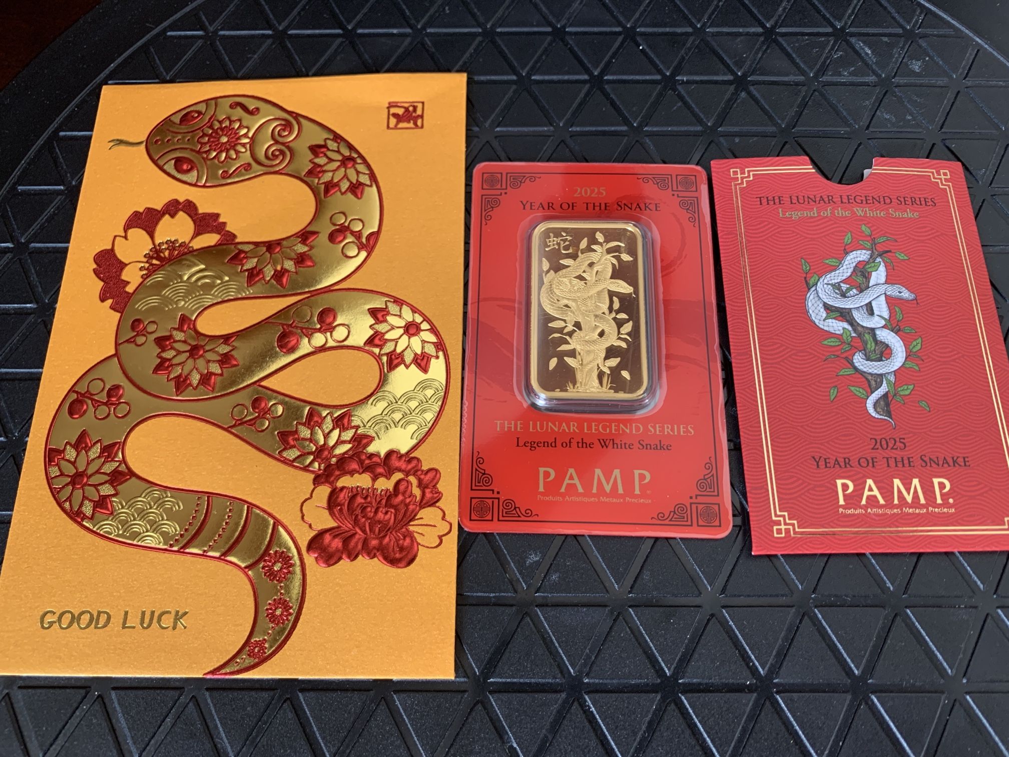 1oz 24k Gold Bar - Pamp (Lunar Legends White Snake)