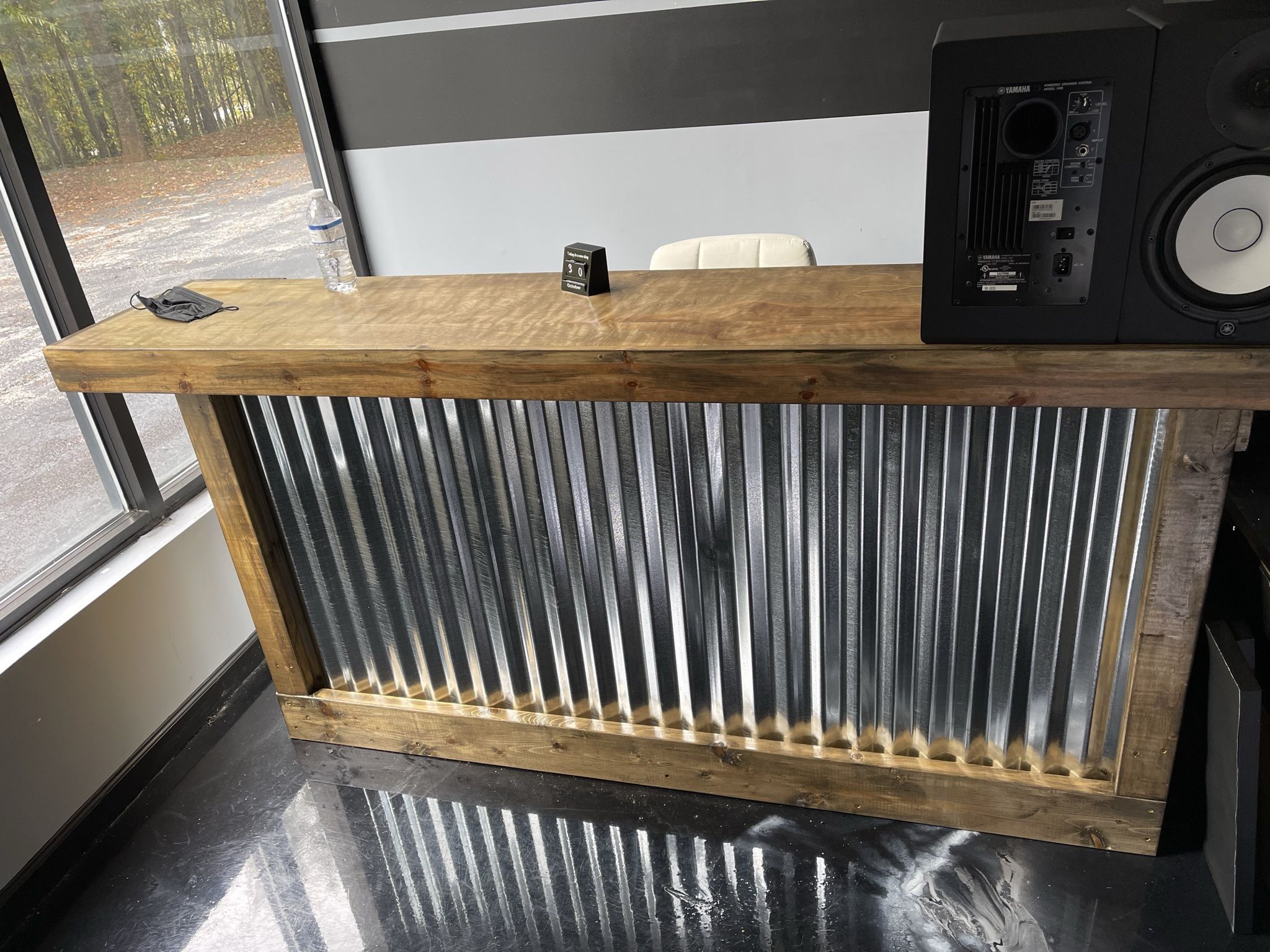 Hello Shiny - 7foot 2 level rustic style corrugated metal/wood reception desk, sales counter or bar
