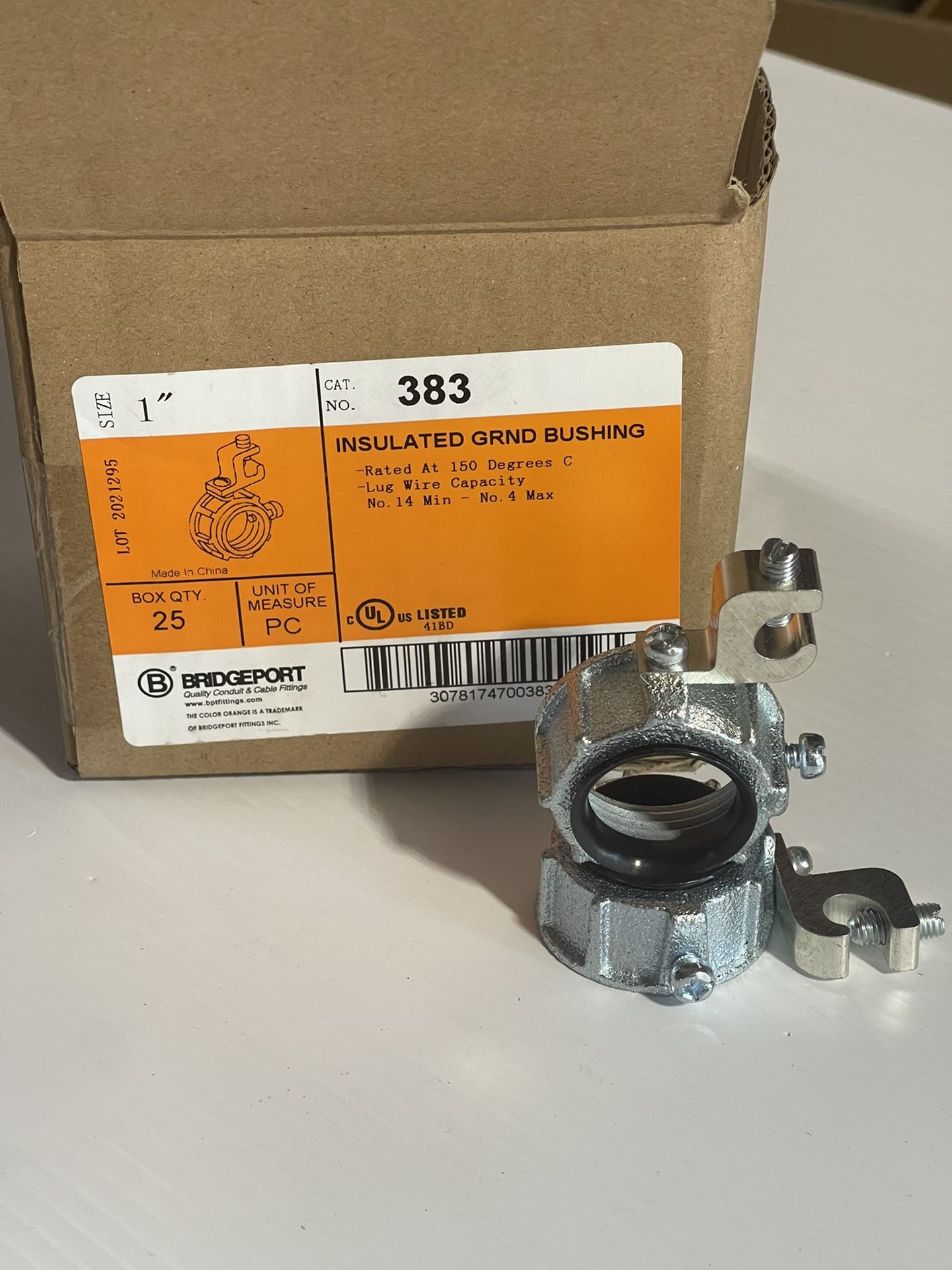 BRIDGEPORT 383 1" GROUND BUSHING INSULATED 14-4 MALLEABLE