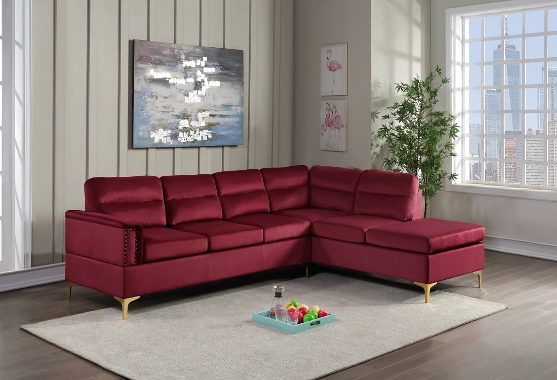 Vogue Red Velvet Sectional / couch 