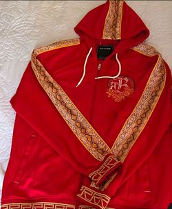 Reason Red Hoodie with Snakeskin Trim