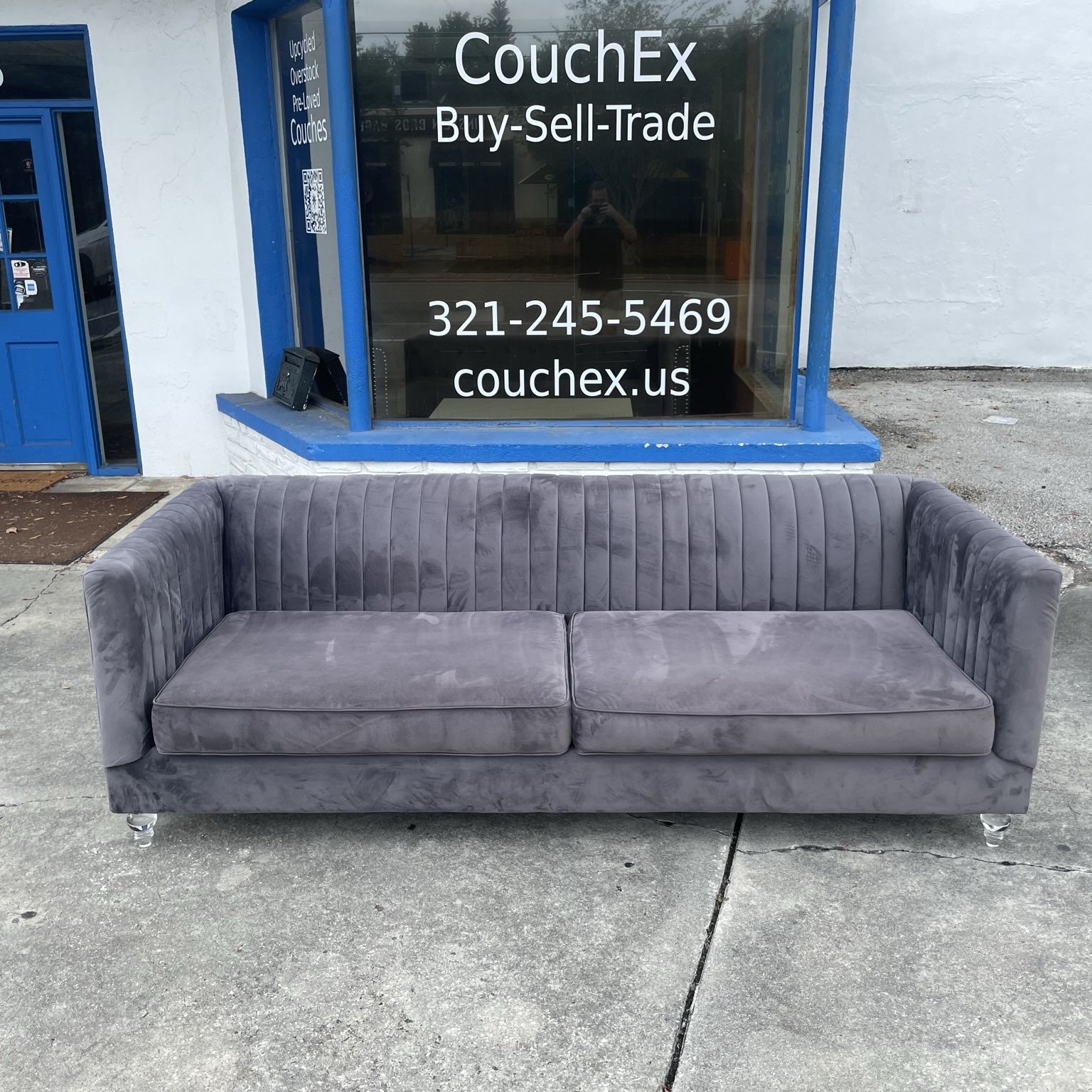 Gray Velvet Couch