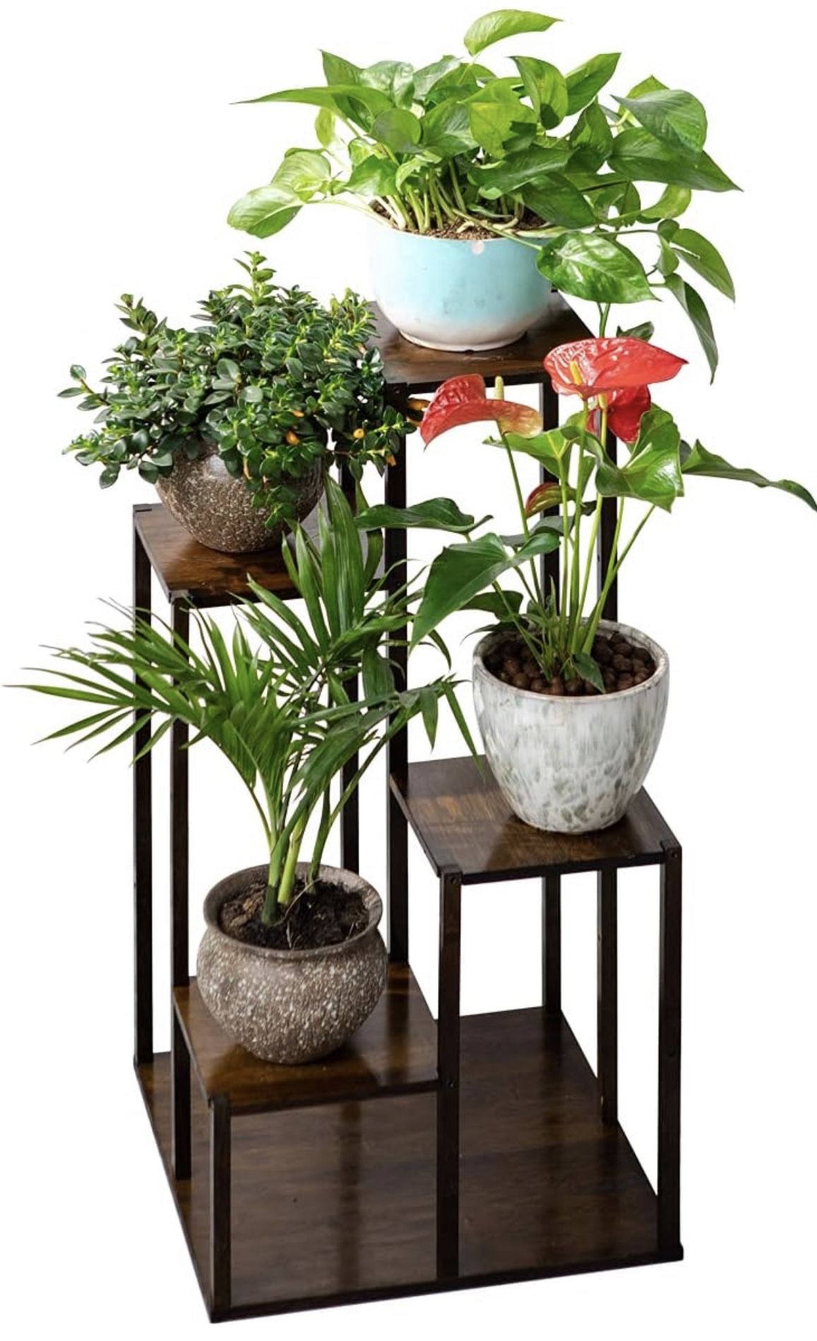 COPREE Bamboo 4 Tiers Plant Stands, Planter Pot Holder Shelf, Indoor Outdoor Flower Display Organize
