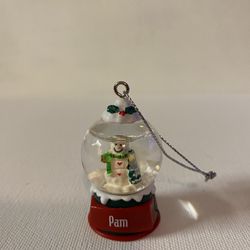 Snowman Snow Globe Ornament, Pam