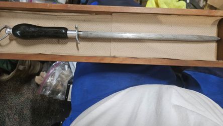 18' Fischer Knife Sharpening Rod Wood Handle and Ring